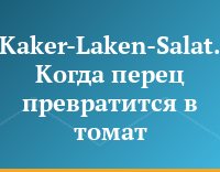 Kaker-Laken-Salat. Когда перец превратится в томат